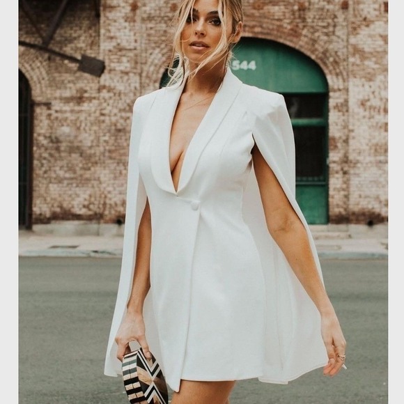 Katie May Boss Lady Cape Blazer Mini Dress Ivory White Small‎ - Picture 15 of 16